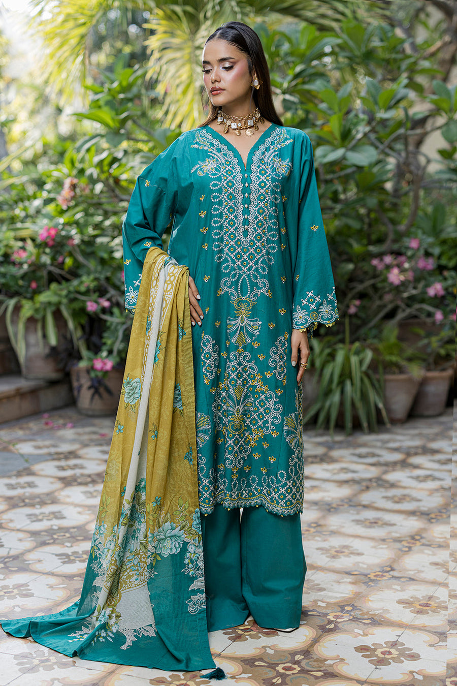 Zellbury Chikankari Embroidered Cotton Unstitched 3Pc Suit WUS26E34083
