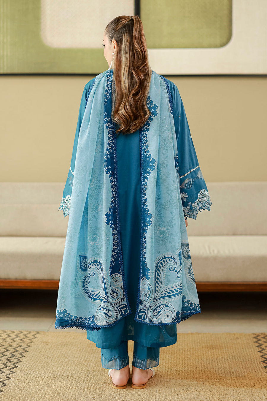 Zellbury Chikankari Embroidered Cotton Unstitched 3Pc Suit WUS26E34084