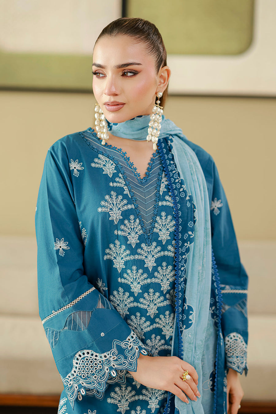 Zellbury Chikankari Embroidered Cotton Unstitched 3Pc Suit WUS26E34084