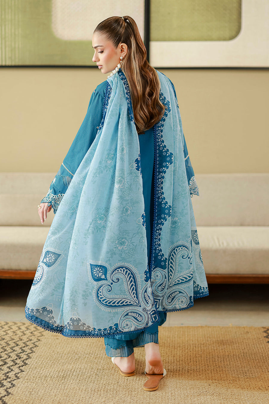 Zellbury Chikankari Embroidered Cotton Unstitched 3Pc Suit WUS26E34084