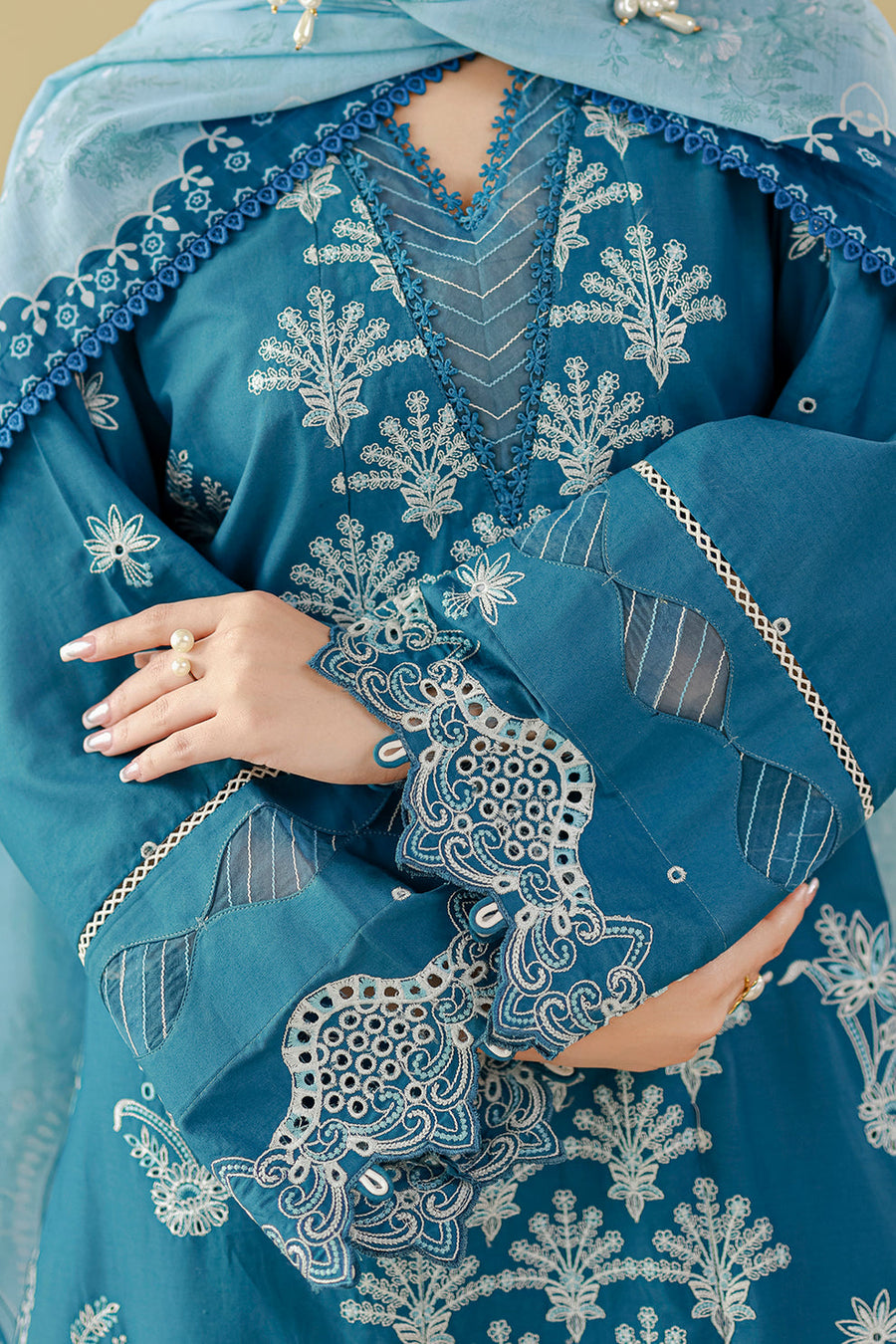 Zellbury Chikankari Embroidered Cotton Unstitched 3Pc Suit WUS26E34084