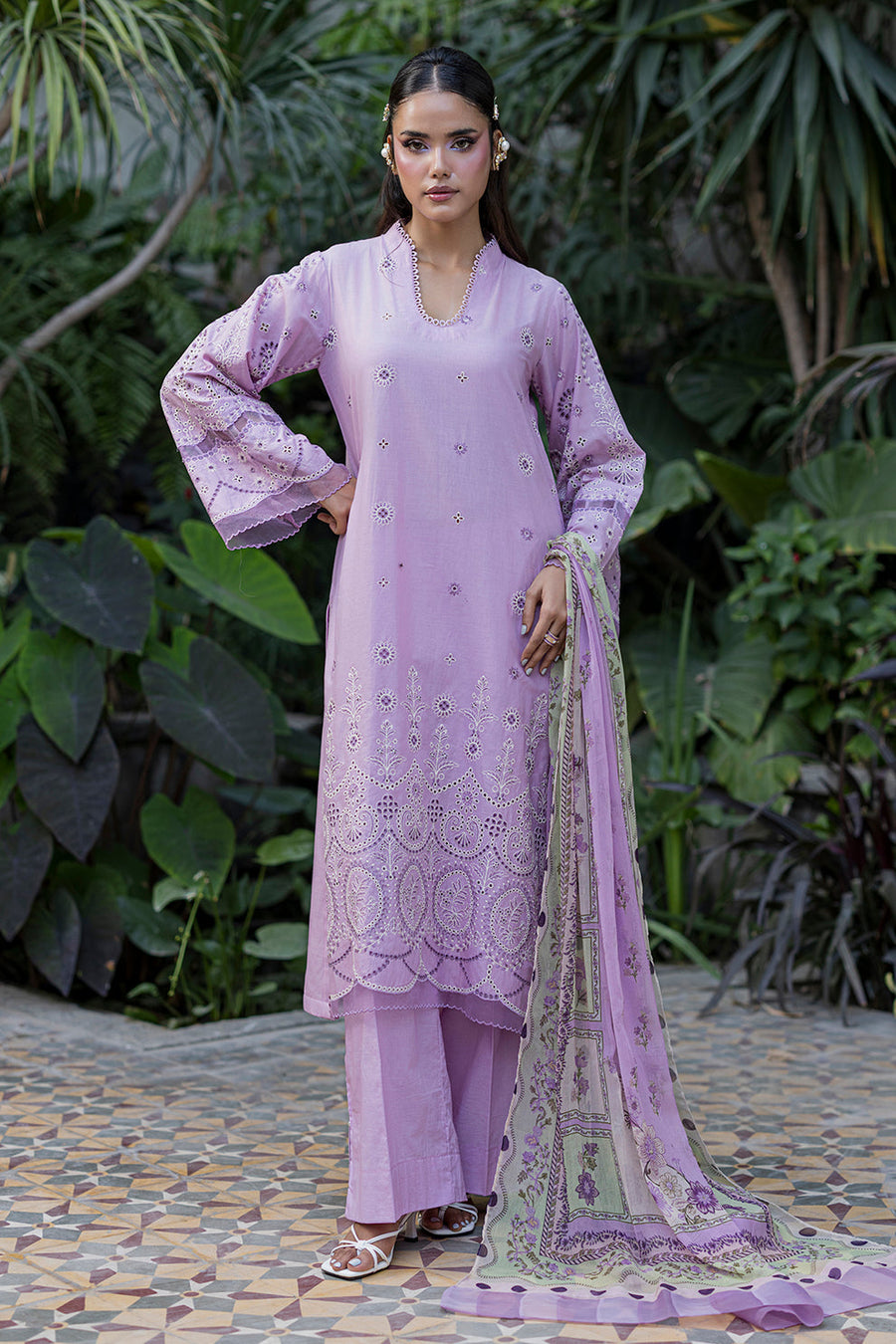 Zellbury Chikankari Embroidered Cotton Unstitched 3Pc Suit WUS26E34085