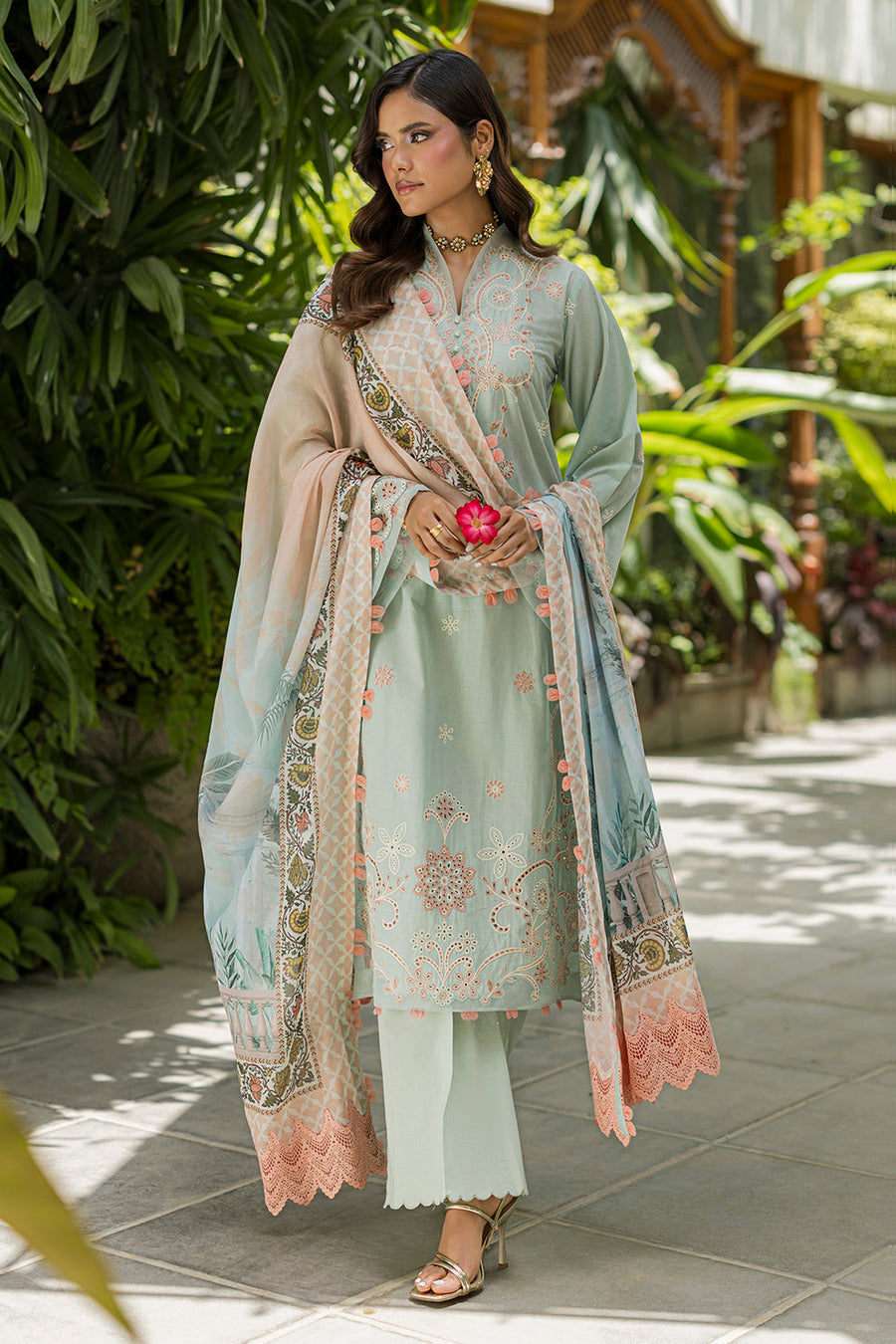 Zellbury Chikankari Embroidered Cotton Unstitched 3Pc Suit WUS26E34086
