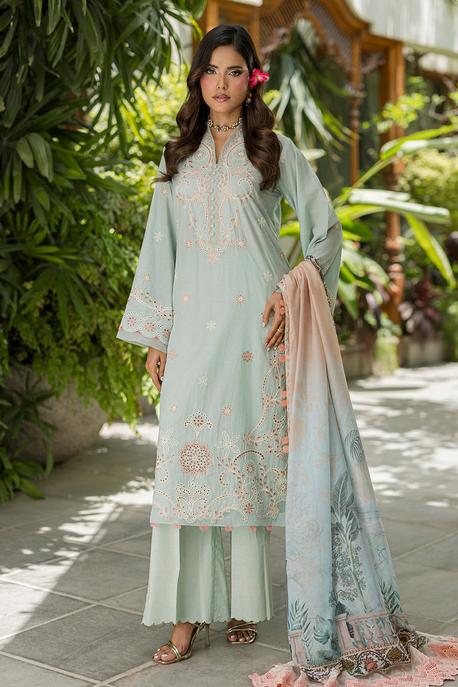 Zellbury Chikankari Embroidered Cotton Unstitched 3Pc Suit WUS26E34086
