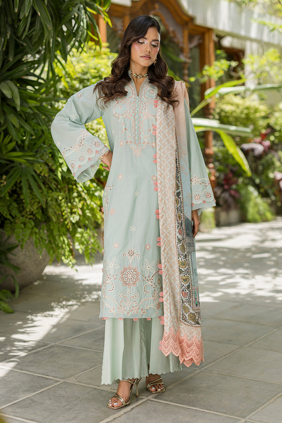 Zellbury Chikankari Embroidered Cotton Unstitched 3Pc Suit WUS26E34086