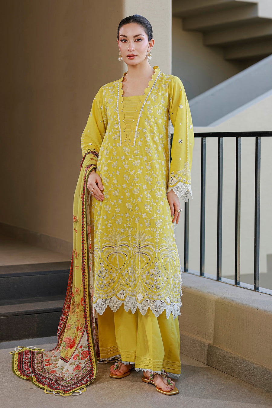 Zellbury Chikankari Embroidered Cotton Unstitched 3Pc Suit WUS26E34087