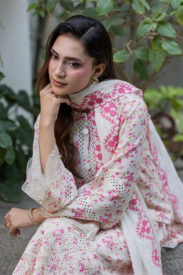 Zellbury Chikankari Embroidered Cotton Unstitched 3Pc Suit WUS26E34096