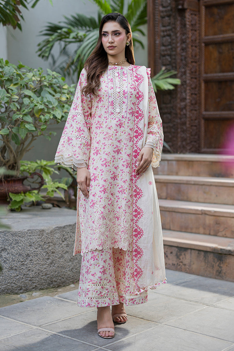 Zellbury Chikankari Embroidered Cotton Unstitched 3Pc Suit WUS26E34096
