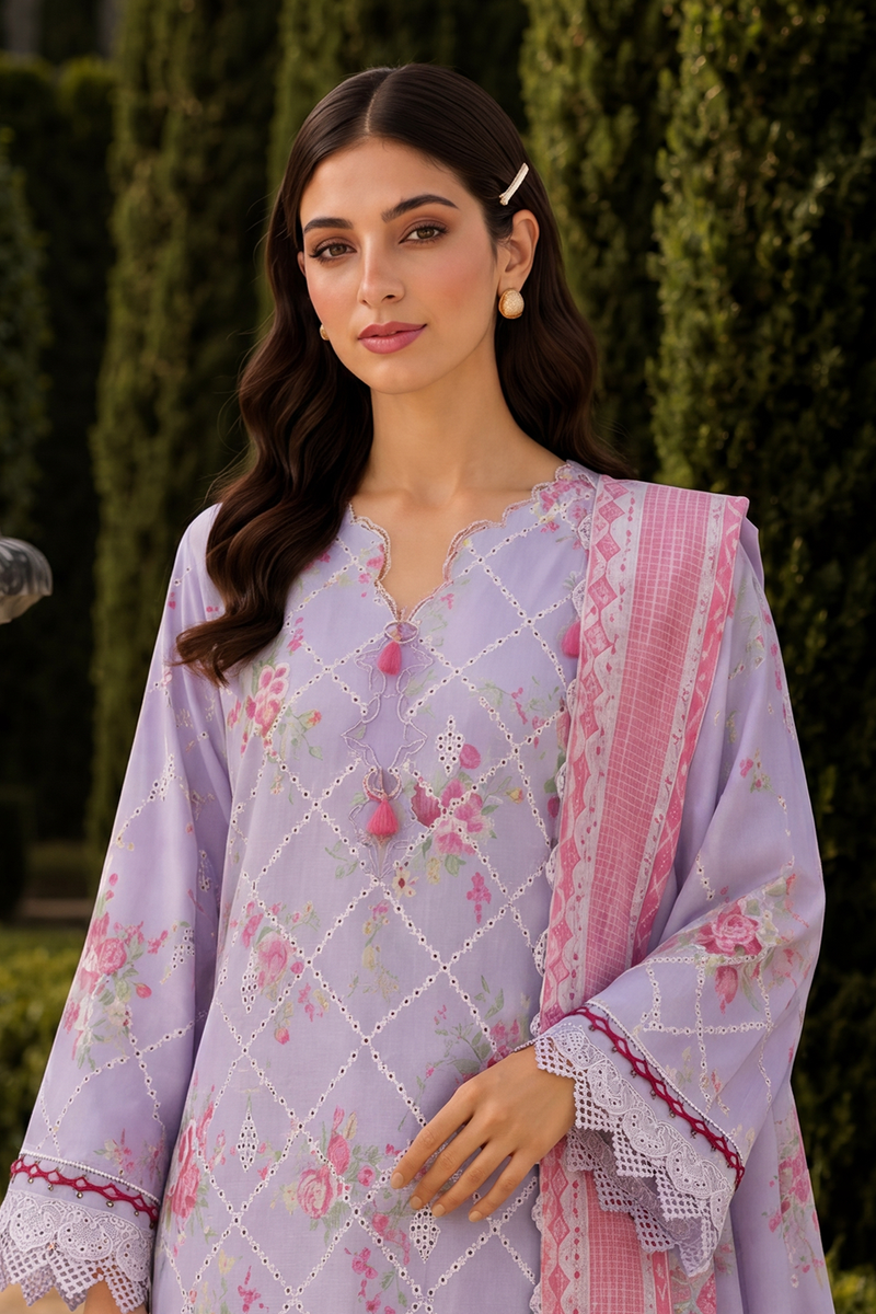Zellbury Chikankari Embroidered Cotton Unstitched 3Pc Suit WUS26E34097