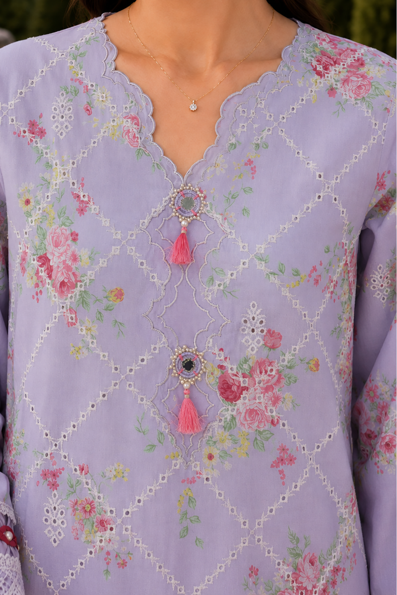 Zellbury Chikankari Embroidered Cotton Unstitched 3Pc Suit WUS26E34097