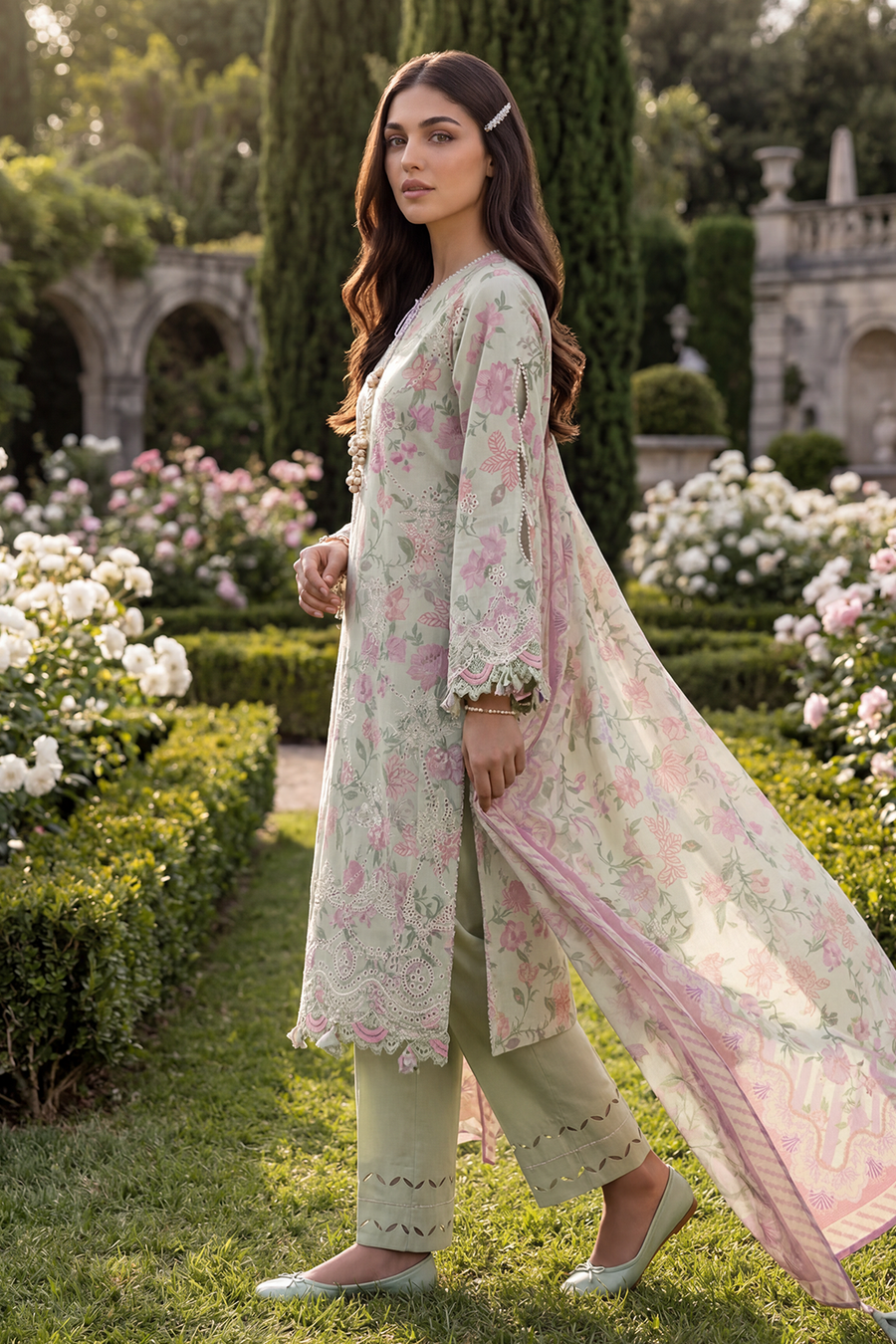 Zellbury Chikankari Embroidered Cotton Unstitched 3Pc Suit WUS26E34098