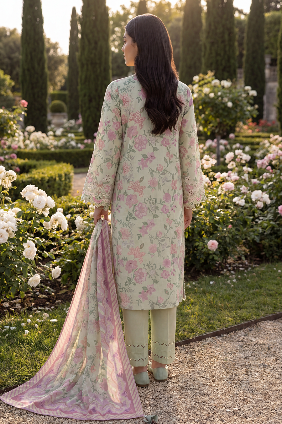 Zellbury Chikankari Embroidered Cotton Unstitched 3Pc Suit WUS26E34098