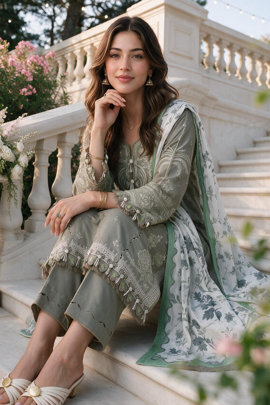 Zellbury Chikankari Embroidered Cotton Unstitched 3Pc Suit WUS26E34108