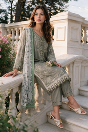 Zellbury Chikankari Embroidered Cotton Unstitched 3Pc Suit WUS26E34108