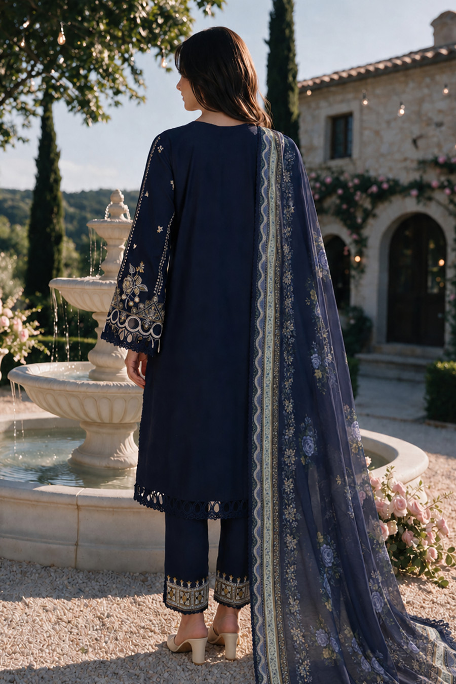 Zellbury Chikankari Embroidered Cotton Unstitched 3Pc Suit WUS26E34111