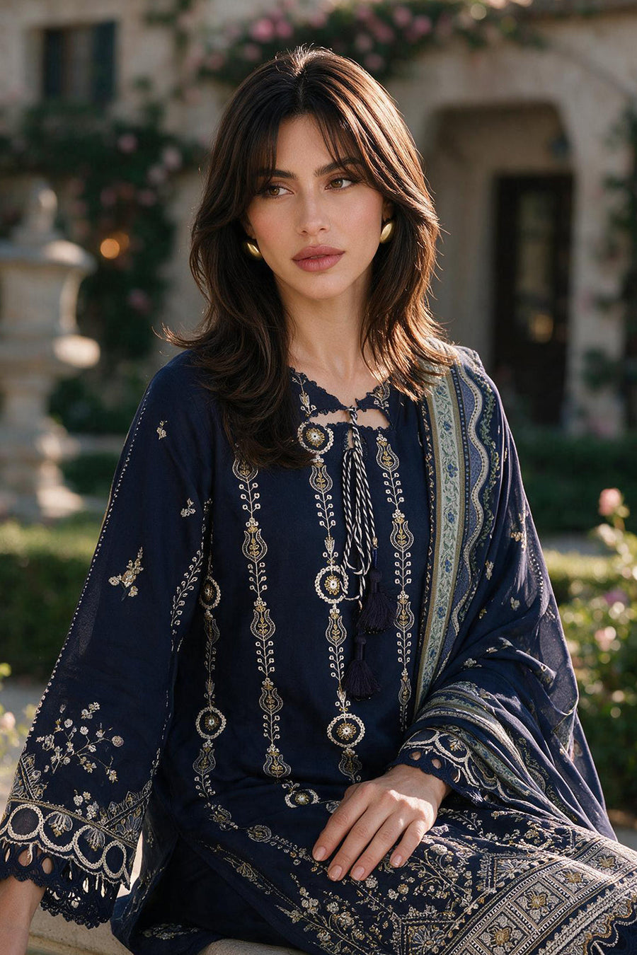Zellbury Chikankari Embroidered Cotton Unstitched 3Pc Suit WUS26E34111