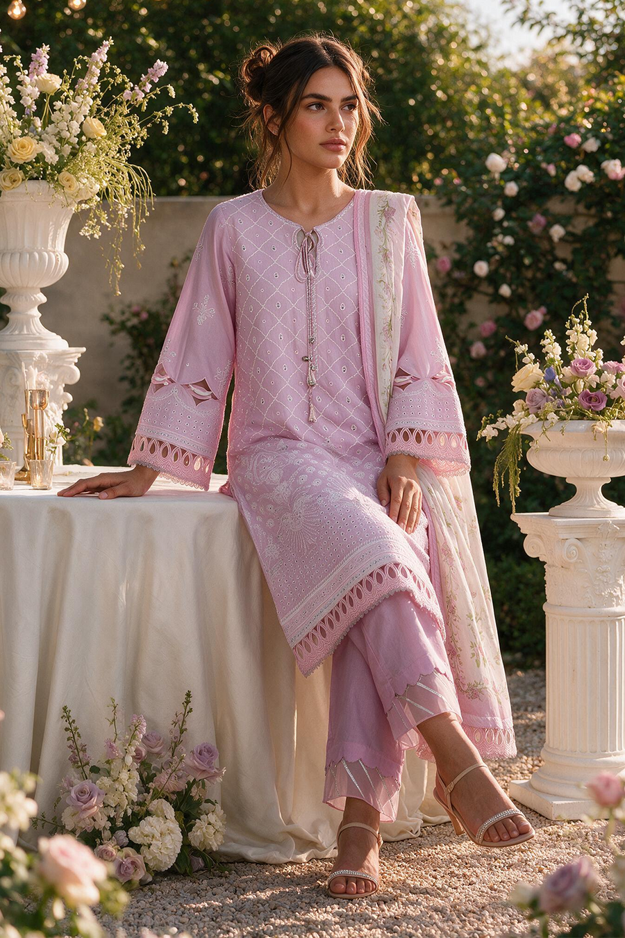 Zellbury Chikankari Embroidered Cotton Unstitched 3Pc Suit WUS26E34114