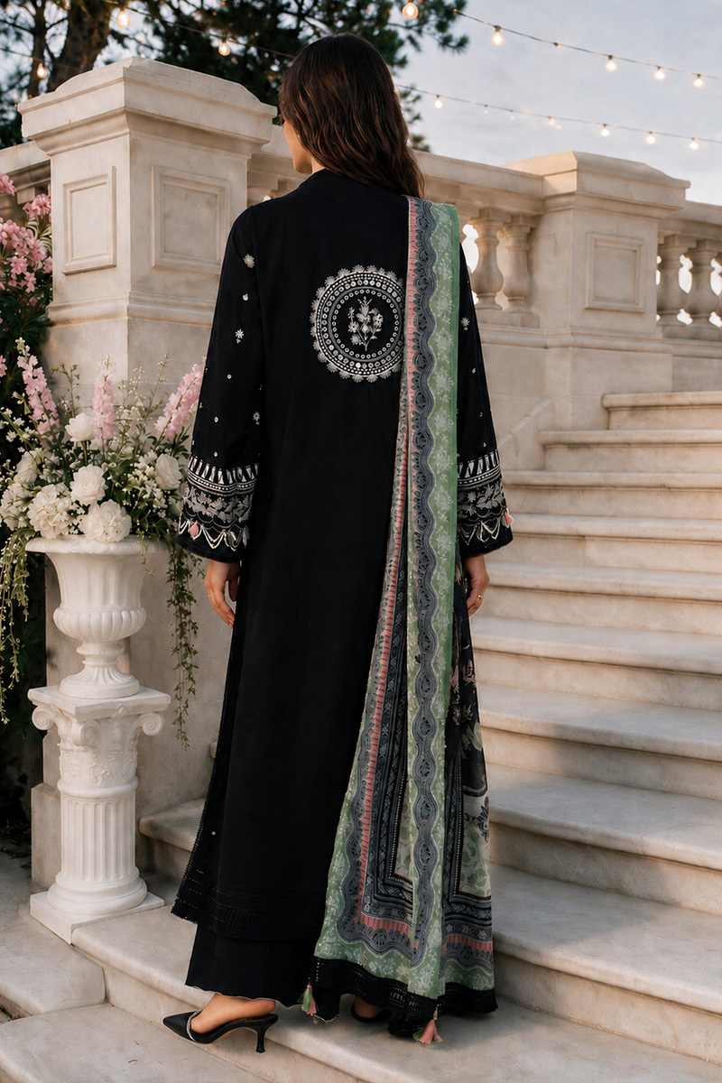 Zellbury Chikankari Embroidered Cotton Unstitched 3Pc Suit WUS26E34124