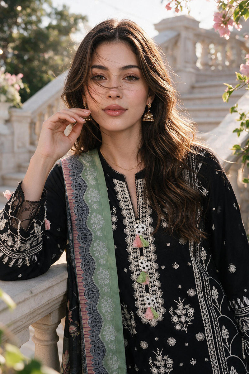 Zellbury Chikankari Embroidered Cotton Unstitched 3Pc Suit WUS26E34124