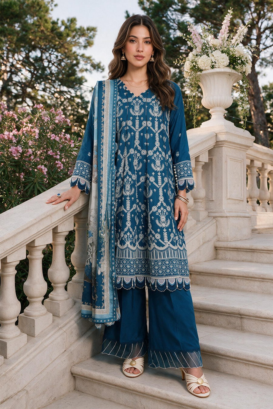 Zellbury Chikankari Embroidered Cotton Unstitched 3Pc Suit WUS26E34126