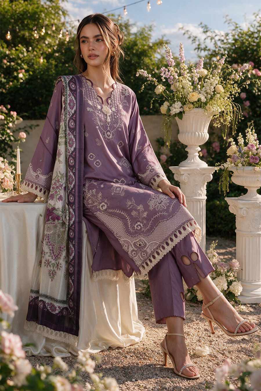 Zellbury Chikankari Embroidered Cotton Unstitched 3Pc Suit WUS26E34133