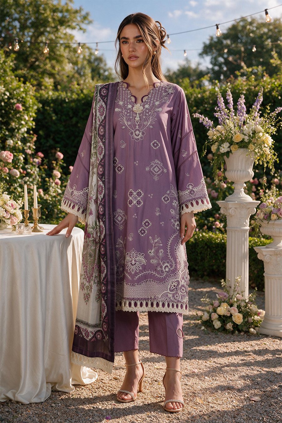 Zellbury Chikankari Embroidered Cotton Unstitched 3Pc Suit WUS26E34133