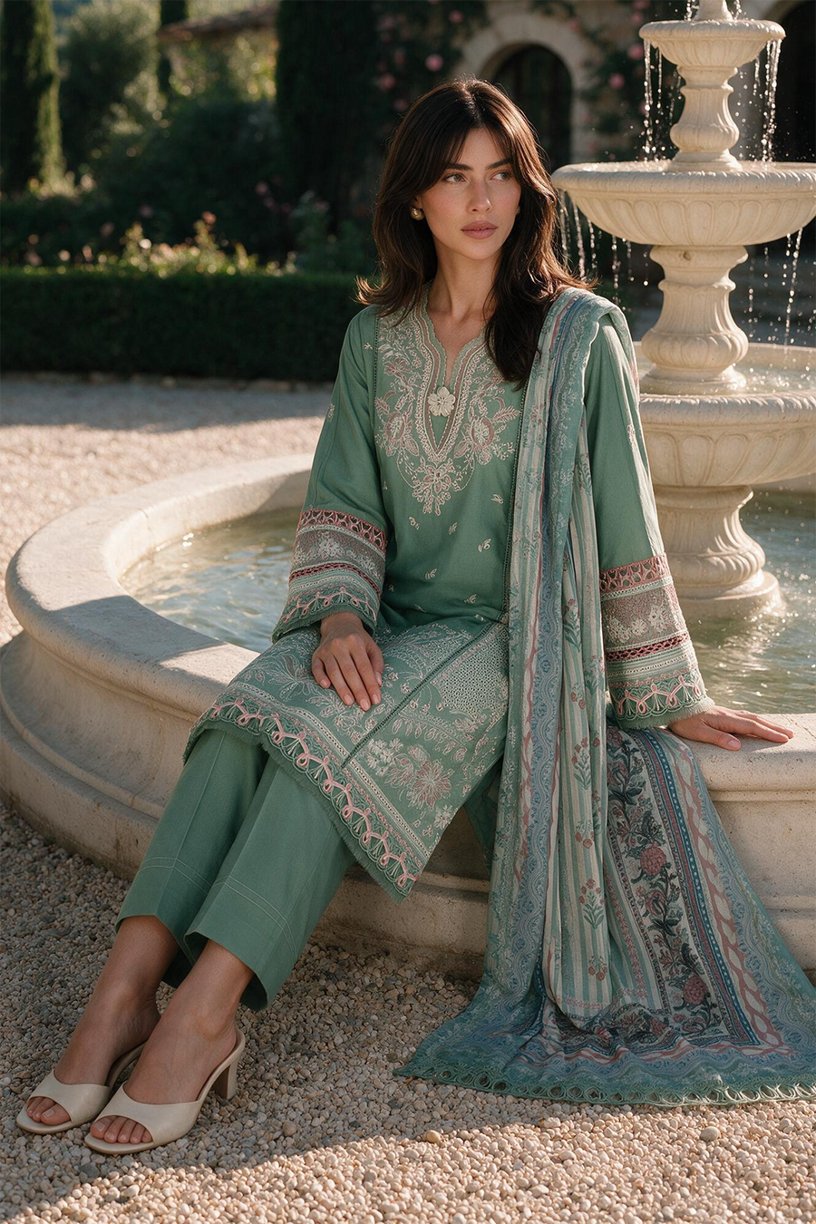 Zellbury Chikankari Embroidered Cotton Unstitched 3Pc Suit WUS26E34134