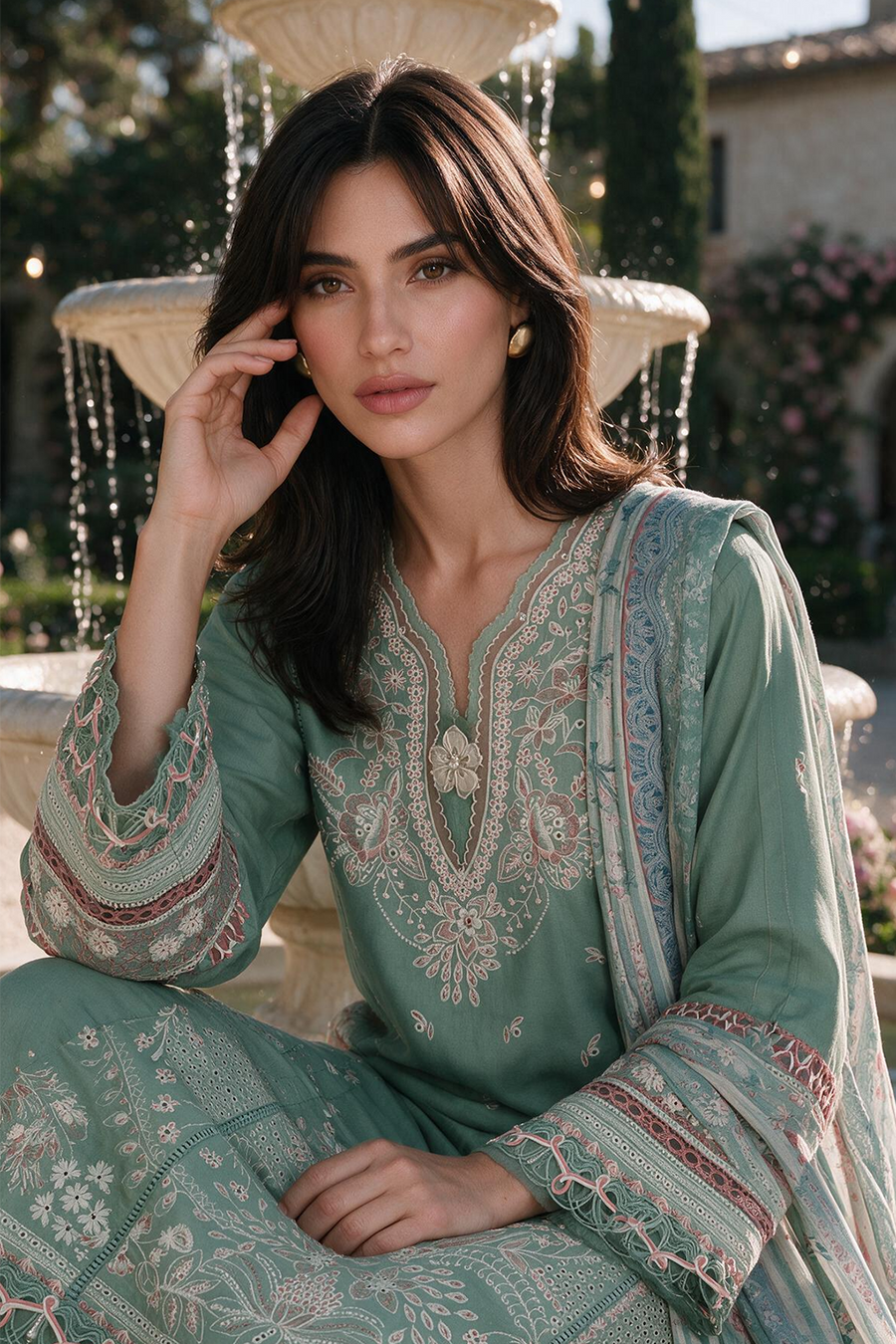 Zellbury Chikankari Embroidered Cotton Unstitched 3Pc Suit WUS26E34134