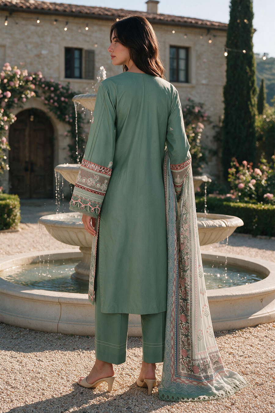 Zellbury Chikankari Embroidered Cotton Unstitched 3Pc Suit WUS26E34134