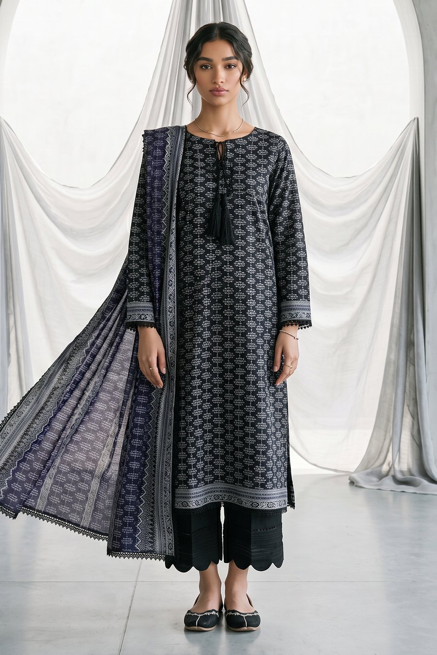 Zellbury Monochrome Printed Lawn Unstitched 2Pc Suit WUS26X21061