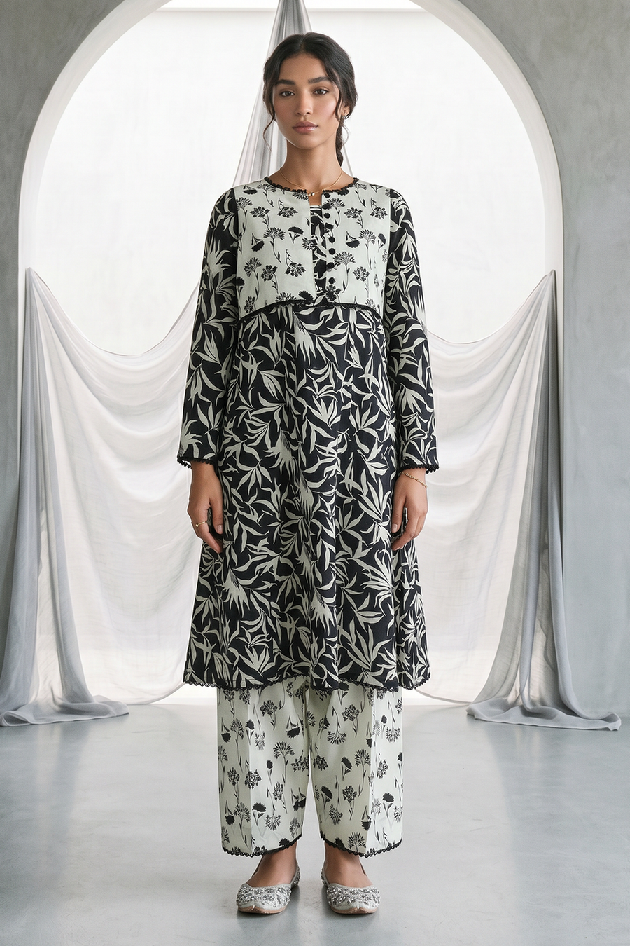 Zellbury Monochrome Printed Lawn Unstitched 2Pc Suit WUS26X21062