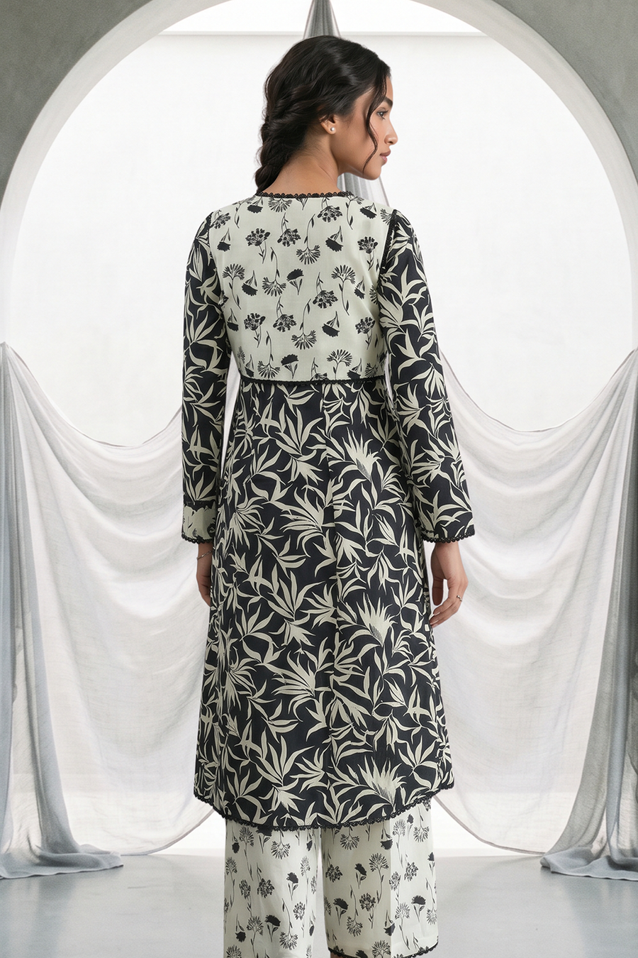 Zellbury Monochrome Printed Lawn Unstitched 2Pc Suit WUS26X21062