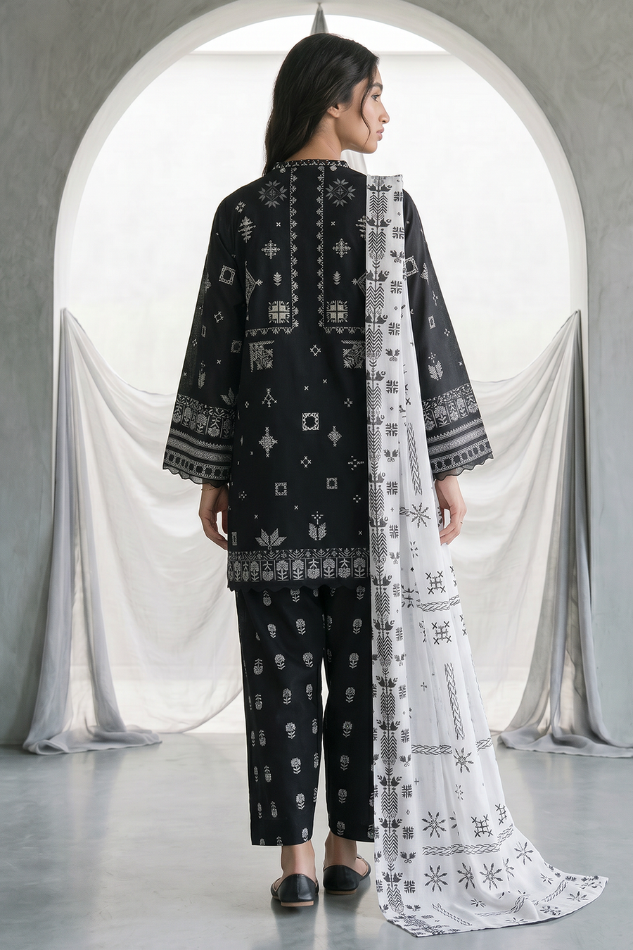 Zellbury Monochrome Printed Lawn Unstitched 3Pc Suit WUS26X30957