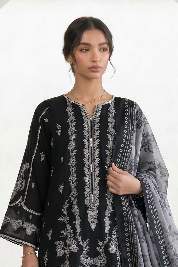 Zellbury Monochrome Printed Lawn Unstitched 3Pc Suit WUS26X31028