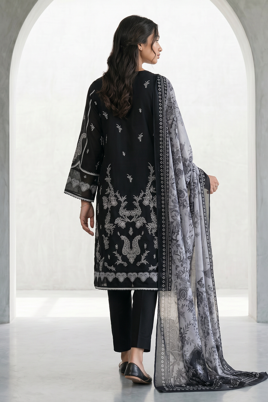 Zellbury Monochrome Printed Lawn Unstitched 3Pc Suit WUS26X31028