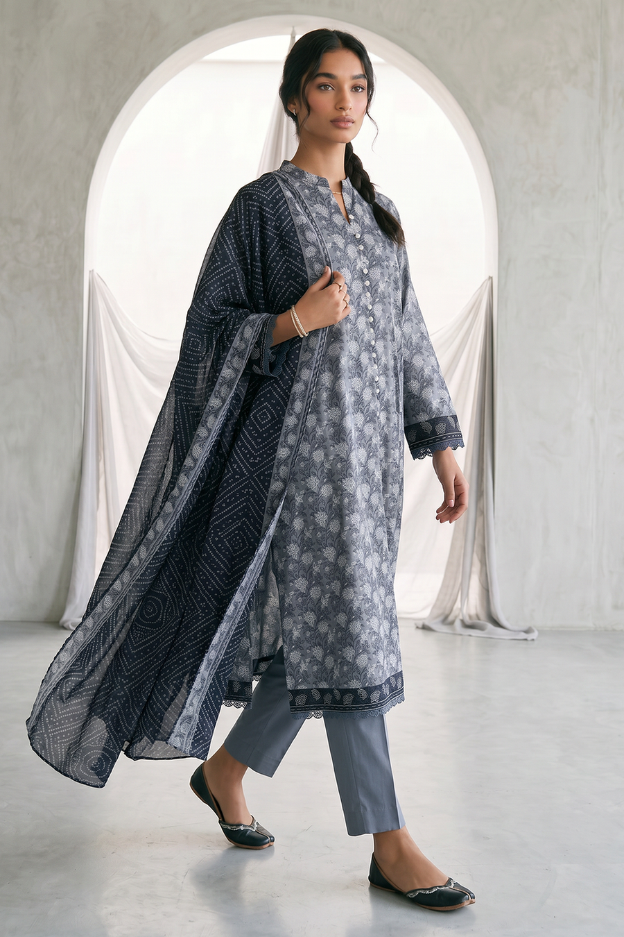 Zellbury Monochrome Printed Lawn Unstitched 3Pc Suit WUS26X31078