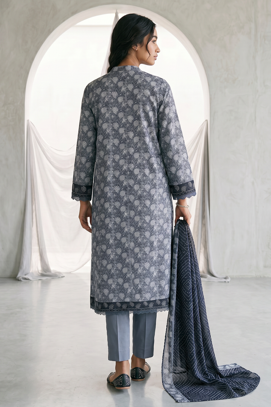 Zellbury Monochrome Printed Lawn Unstitched 3Pc Suit WUS26X31078