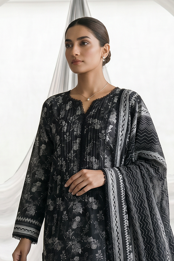 Zellbury Monochrome Printed Lawn Unstitched 3Pc Suit WUS26X31080