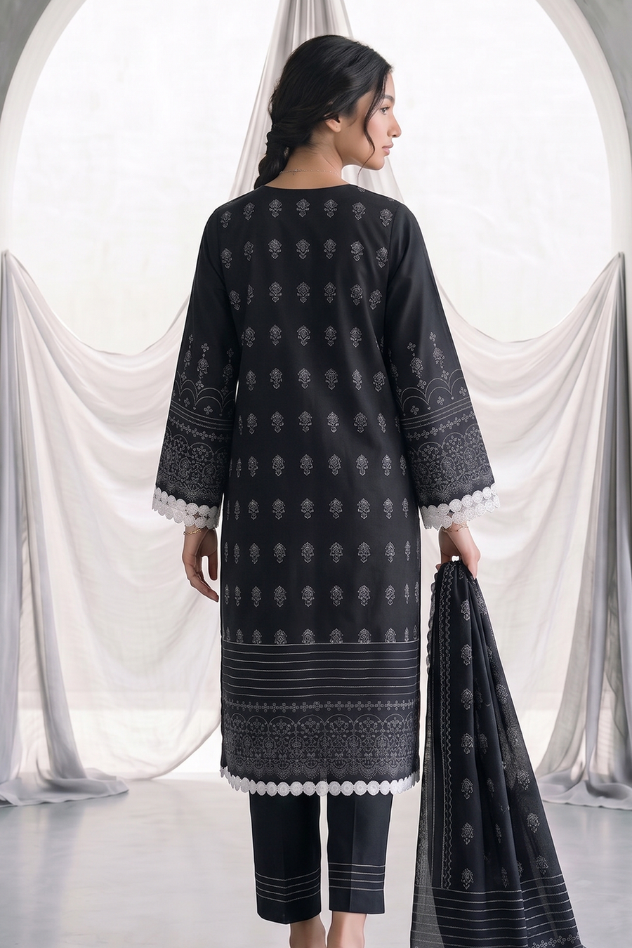 Zellbury Monochrome Printed Lawn Unstitched 3Pc Suit WUS26X31090