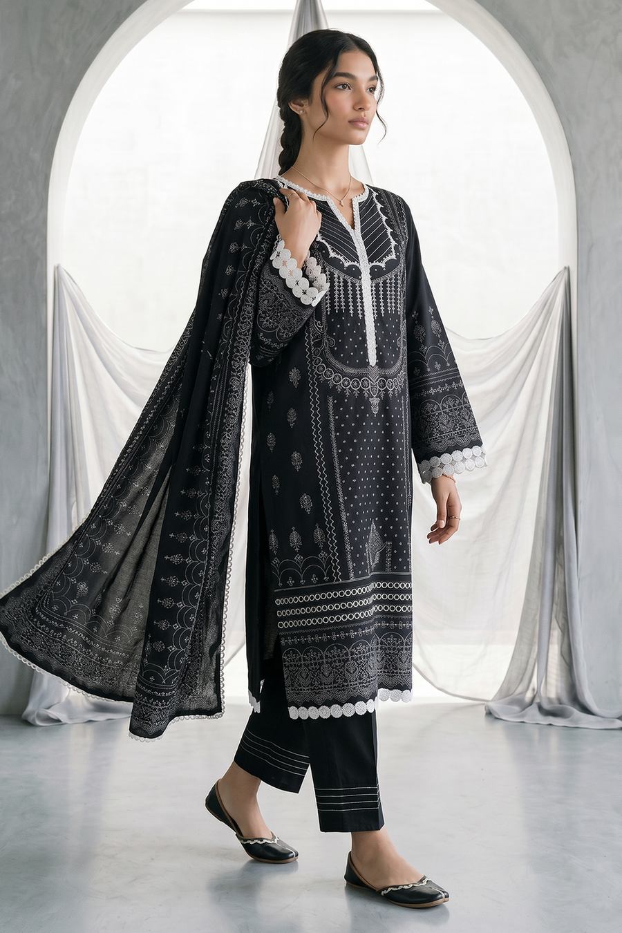Zellbury Monochrome Printed Lawn Unstitched 3Pc Suit WUS26X31090