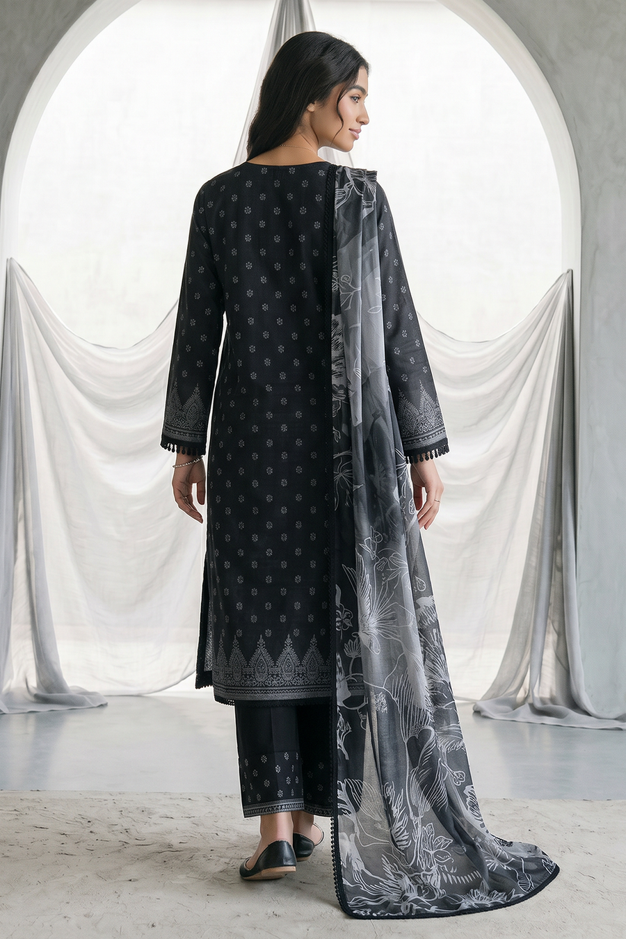 Zellbury Monochrome Printed Lawn Unstitched 3Pc Suit WUS26X31091