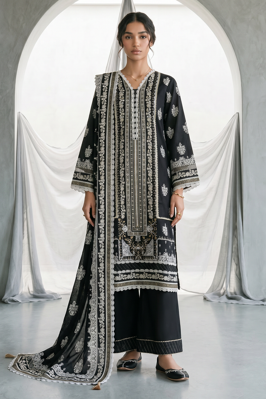 Zellbury Monochrome Printed Lawn Unstitched 3Pc Suit WUS26X31094