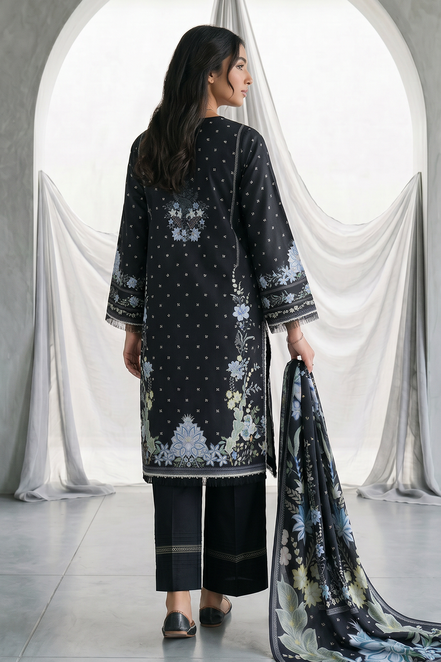 Zellbury Monochrome Printed Lawn Unstitched 3Pc Suit WUS26X31095