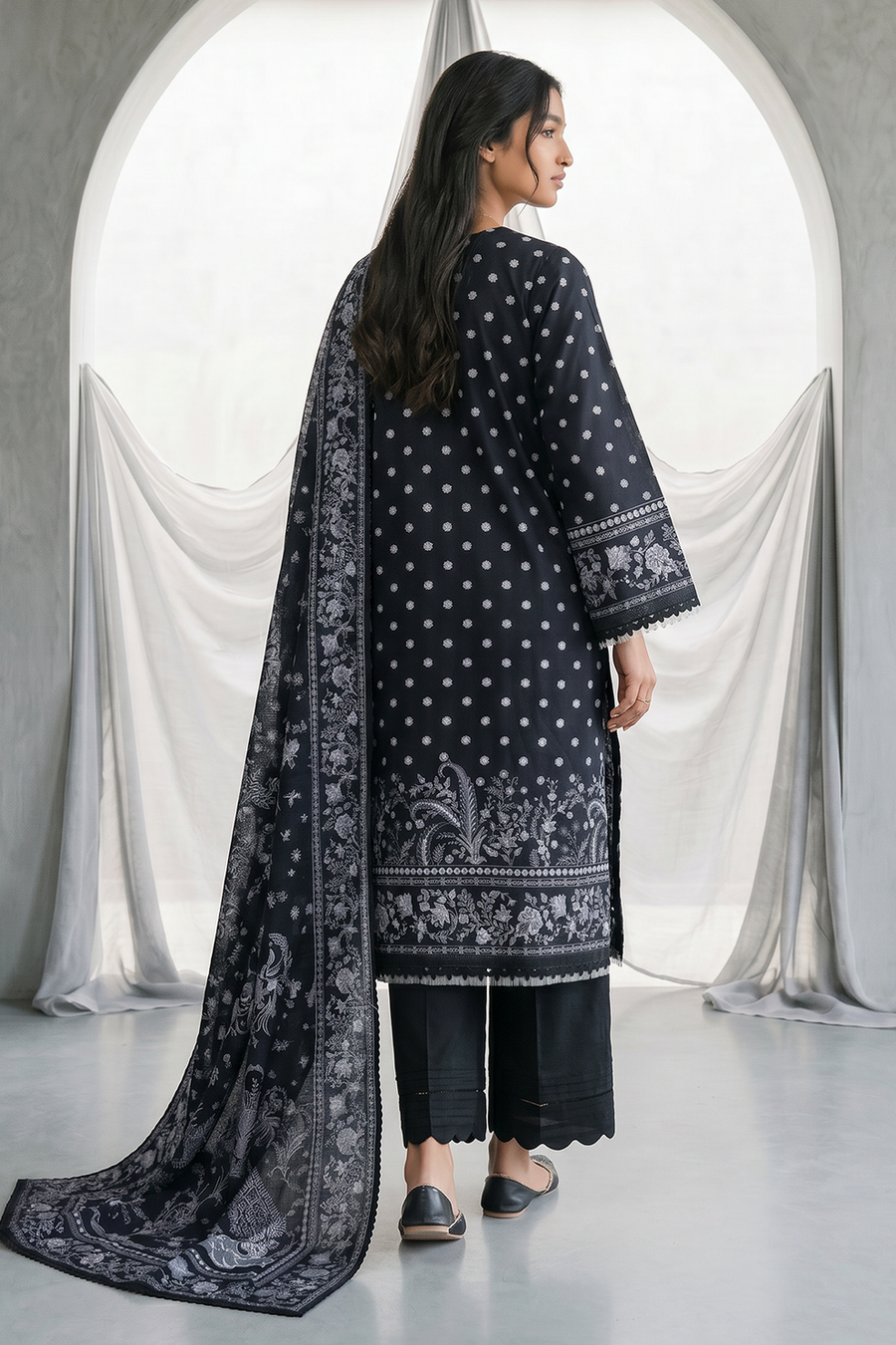 Zellbury Monochrome Printed Lawn Unstitched 3Pc Suit WUS26X31097