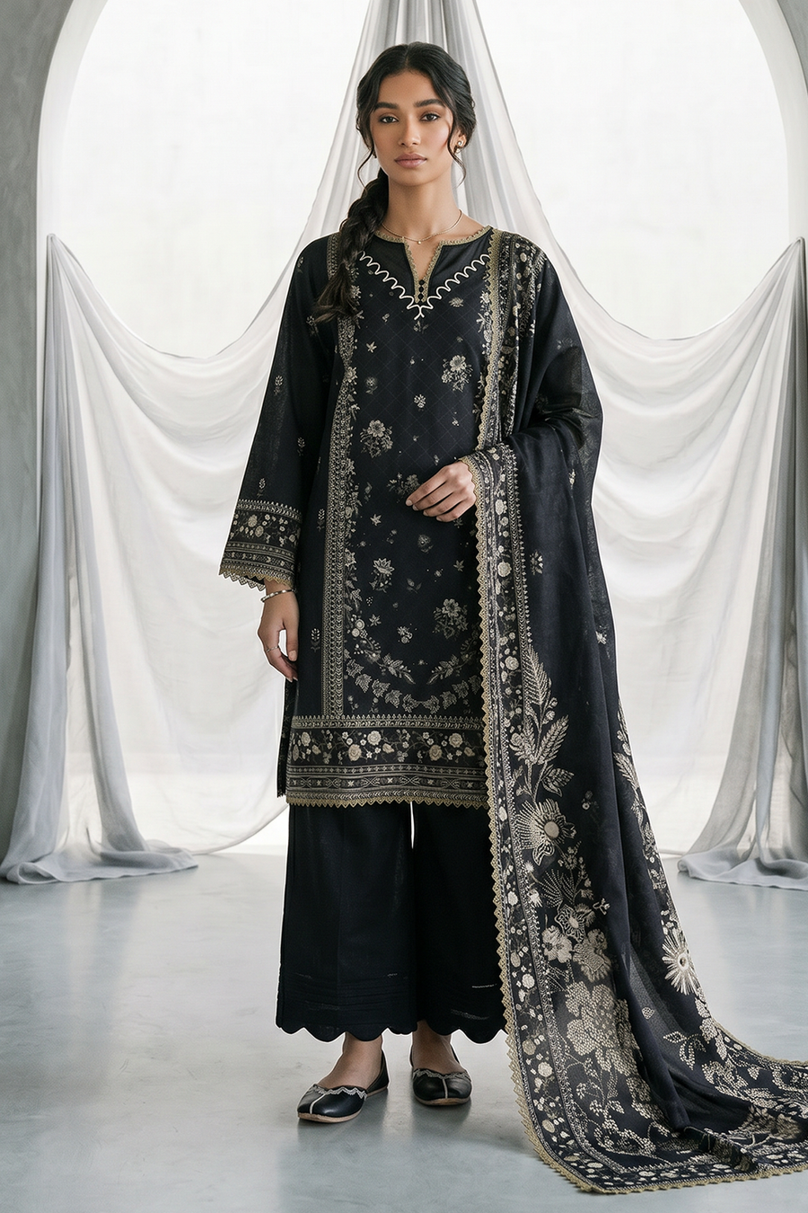 Zellbury Monochrome Printed Lawn Unstitched 3Pc Suit WUS26X31158
