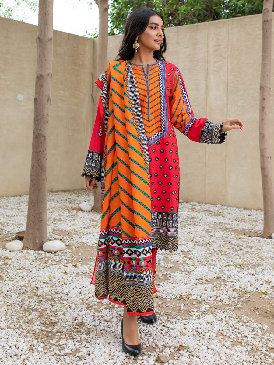 Zellbury Winter Printed Khaddar Unstitched 3Pc Suit WUW21X30127