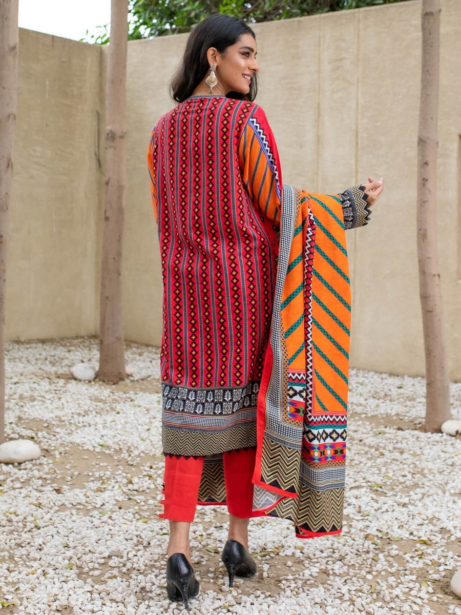 Zellbury Winter Printed Khaddar Unstitched 3Pc Suit WUW21X30127
