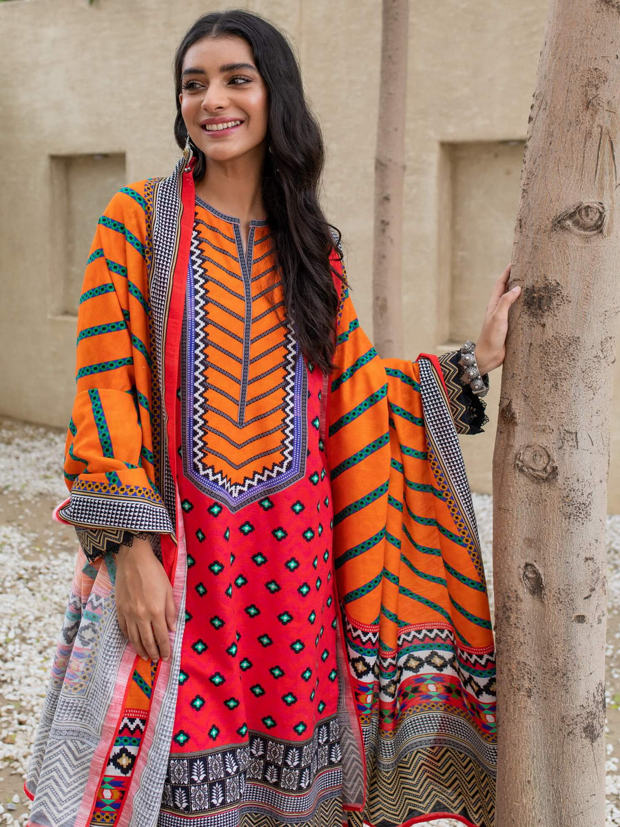 Zellbury Winter Printed Khaddar Unstitched 3Pc Suit WUW21X30127