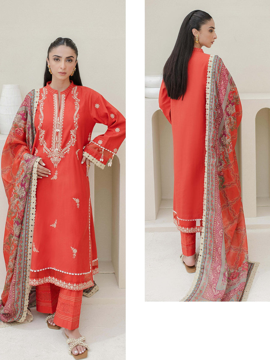 Zellbury Signature Embroidered Ribbed Unstitched 3Pc Suit WUW23E30697
