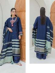 Zellbury Signature Embroidered Yarn Dyed Unstitched 3Pc Suit WUW23E30702